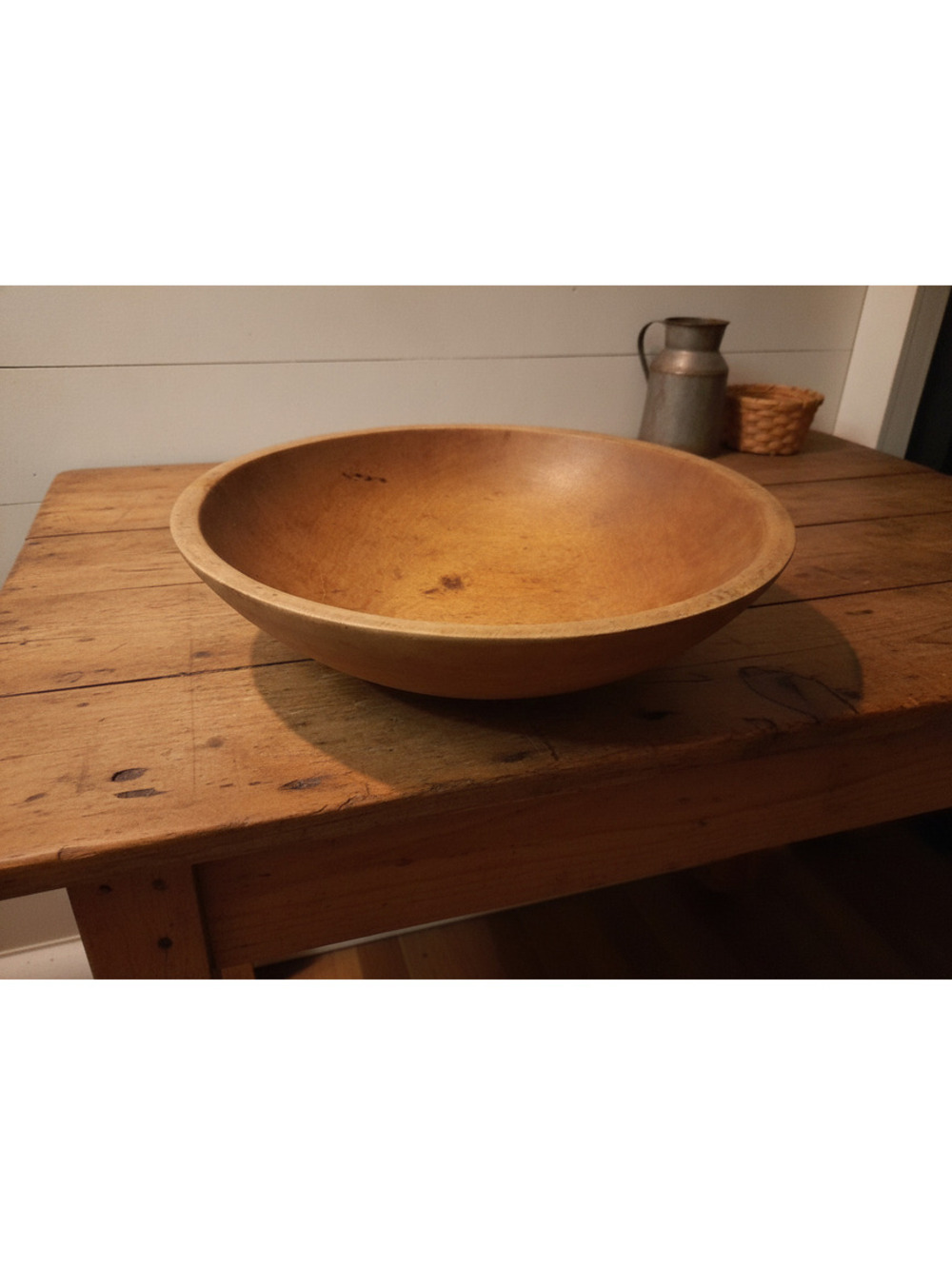 Vintage 1940's Munisina/Woodenware Co Primitive Round Wood Dough Bowl 10.5"